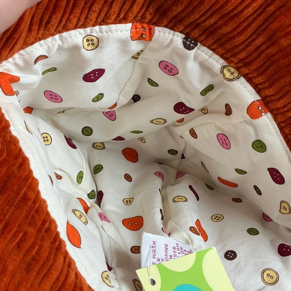 Gymboree ‘04 Vintage Orange Corduroy Hat with‎ Colorful Buttons Fall
